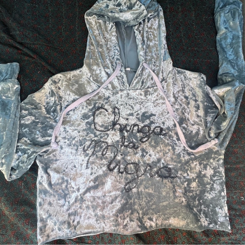 Women’s lightweight cropped protest/ANTIFA hoodie.